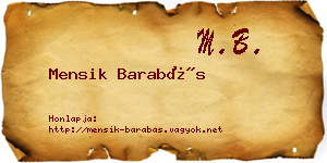 Mensik Barabás névjegykártya
